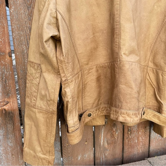 WHETBLU Women’s Tan Leather Moto Bomber Jacket Vintage Size XXL - Picture 13 of 17